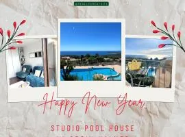 STUDIO POOL HOUSE 2 ETOILES VUE MER PANORAMIQUE AMAZING SEA VIEW WIFI LINGE LINEN INCLUS AIRCONDITIOn