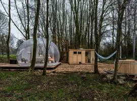 Bubbeltent in bos met hottub, 20m Amsterdam