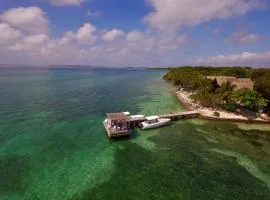Accommodation on a coral island with turquoise sea