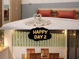 Happy Day 2, one private room "king size bed" and two open room with double bed each, total six people
