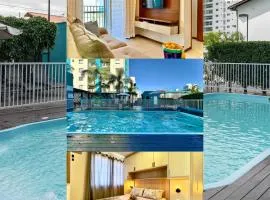 Apto em Barra Velha 340m da PRAIA com SACADA com CHURRASQUEIRA, AR CONDICIONADO WI-FI, PISCINA, PORTARIA 24h, ACADEMIA MINI MERCADO e vaga de GARAGEM