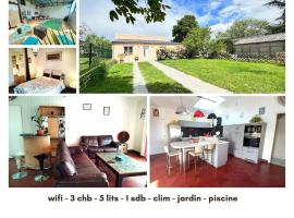 Chtx maison 7 pers jardin piscine, hotel en Châteauroux