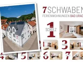 7SCHWABEN - 7 vollausgestattete Wohnungen unter einem Dach mitten in Bad Urach - Küche - Bad - WLAN - Waschmaschine - kostenloses Parken - E-Bike-Garage mit Ladestation - Altstadt, Bus, Bahn, E-Ladestation unter 5 Min - barrierefrei - rollstuhlgerecht