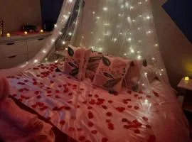 Chambre avec lit rond ou chambre romantique, proche gare TGV