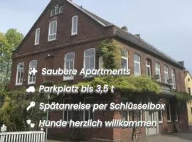 Haus Krabbe Apartments, zentral gelegen zwischen Bremerhaven und Cuxhaven, Hunde kostenfrei willkommen, hauseigene kostenfreie Parkplätze, Unterstellmöglichkeit für Fahrräder und E-Bikes