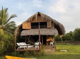 Cabaña de playa 6 personas con cocina y kiosko privado