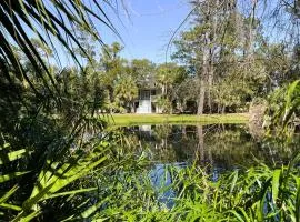 Elegant house in St Simons Island - two ponds, pool, & wood-burning fireplace