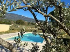 Le Mas des Grillons, mas rénové entièrement climatisé avec piscine et vue Ventoux