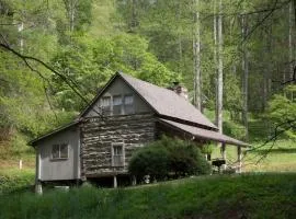 Log Cabin, Historic, wood fireplace