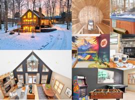 Updated in 2026 Barrel Sauna Hot Tub GameRoom, hotel din McHenry