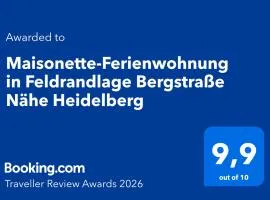 Maisonette-Ferienwohnung in Feldrandlage Bergstraße Nähe Heidelberg
