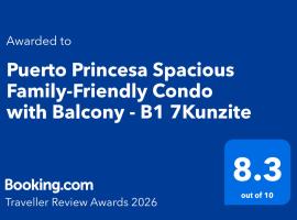 Puerto Princesa Spacious Family-Friendly Condo with Balcony - B1 7Kunzite，公主港的分租公寓