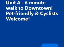 Relaxing Rustic Oasis, Unit A - 6 minute walk to Downtown! Pet-friendly & Cyclists Welcome!