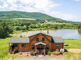 Waterfront Catskills Log Cabin with Hot Tub & Views