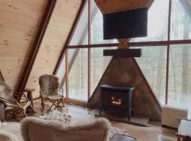 Waterfront A Frame with Dock Canoe Kayaks Family