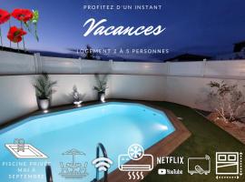 Magnifique logement indépendant "Les Coquelicots", terrasse proche des plages et Montpellier, hotel i Juvignac