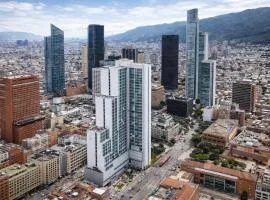 An elegant, stylish modern apartment featuring breathtaking panoramic views