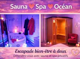Luxe Sauna Privatif et Grand bain Jacuzzi à deux à Biscarosse Plage pour Nuit Romantique avec décoration LED et Bougies, hotel din Biscarrosse