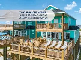 Beachfront 10BR Escape | 2 Homes, Decks & Game Room
