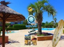 Appt T2 climatisé, climatisation neuve cette année!, Piscine, la Plage à 130m! Parking privé clos, Lave-linge, Lave-vaisselle, Draps, Linge et Ménage inclus!