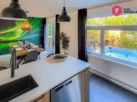 L'Aurore Boréale de Portneuf / Private SPA Pool Sauna Billiards