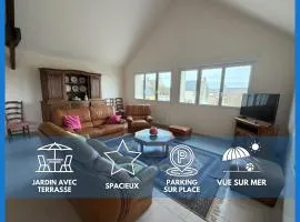 Ecume maison vue dégagée sur mer, spacieuse lumineuse 3 chambres, 2 salle d'eau, 2 WC à 1km de la plage et commerces, plages du débarquement, parking privatif, terrasse, jardin clos, table de ping pong aux beaux jours, près de Bayeux