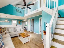 Dog-friendly home near beach with ocean & sound views, deck, outdoor shower, AC