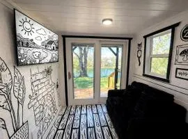 Whimsical Lakefront Tiny Home with Hand-Drawn Doodle Design Near Bastrop, Texas