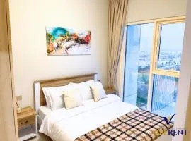 Modern 1BR in Damac Hills 2, Pool & Desert views