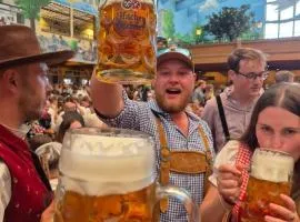 Beer Base-Camp 'BASIC PACKAGE' Oktoberfest Camping, with free welcome beer and traditional lederhosen-dirndl shop