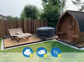 freistehendes Ferienhaus mit Sauna und Badefass