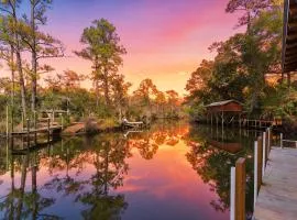 Escape on the River Private Dock Kayaks Gazebo