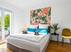 KATIES Apartments bei Regensburg - 3 Zimmer, 6 Personen, Infrarot-Sauna, Disney Plus, Balkon, Grill & Parkplatz, hotel i Nittendorf
