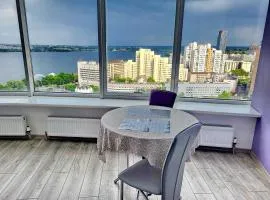 Апартаменты Sky в Мост Сити, 2 комнаты, Вид на реку, Балкон, Новый дом