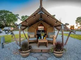 Riverfront Safari Tent Firepit Roaring River