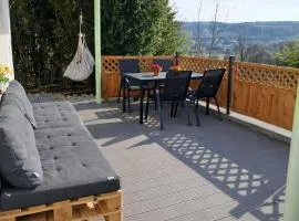 Chalet mit Sauna, Kamin & Fernblick im Steigerwald