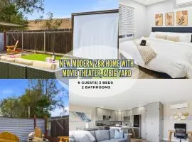 New Modern 2BR Home with Movie theater, & Big Yard