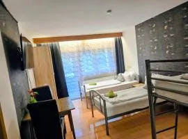 Apartment mit 4 Betten, Bad, WC, Küche und Balkon