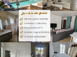 Maison 90 m2 avec piscine et clim - 3 chambres - proche Montpellier – hotel w mieście Grabels