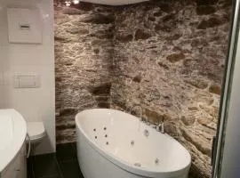 Fewo Brettmühle, Ferienwohnung im Erzgebirge mit einzigartigem Wellness-Badezimmer, Sauna und Kamin