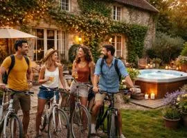 Halte premium à vélo entre amis proche du Canal du Midi et de la CIté de Carcassonne avec spa privatif, repas maison, nuitée et pdj pour 6 personnes