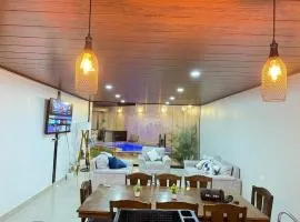 Pool house, garden, grill