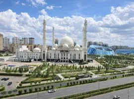 12эт ШИКАРНЫЙ ВИД на Хазрет Султан,с 2мя кроватями,раскладной диван, 2 санузла