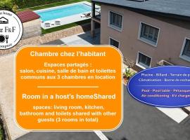 Chambre dans logement partagé chez l habitant de 1 à 3 chambres - CLIM - piscine - EV Borne 22 kw, Hotel in Grièges