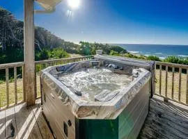 Ocean view home withhuge deck & yard hot tub firepit & game room - dogs OK