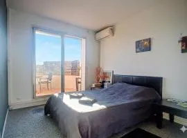 Chambre double climatisée avec terrasse au centre ville chez l'habitant