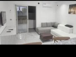 two-bedroom apartment with a living room, kitchen and balcony