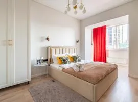 In the upper side of the city with mountain view