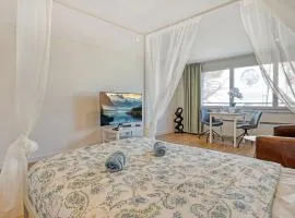 cozy Studio with seeview a big TV and a bicycleroom