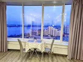 Апартаменты Sky в Мост Сити, 2 комнаты, Вид на реку, Балкон, Новый дом